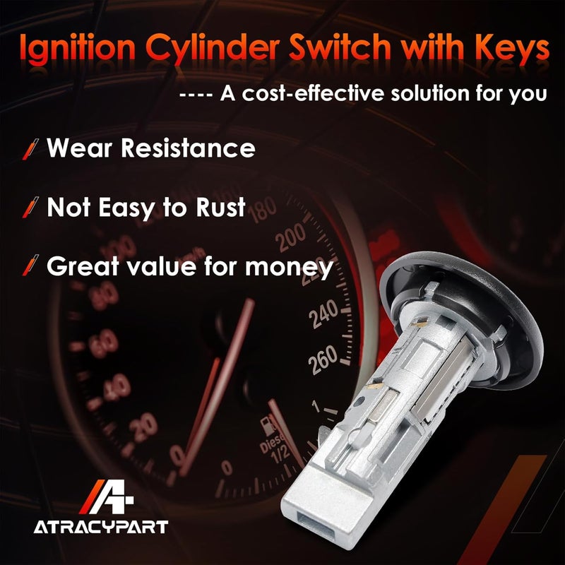 ATRACYPART Ignition Lock Cylinder Switch with Keys, Compatible with 1999-2007 Chevy Silverado Avalanche Tahoe Suburban GMC Sierra Yukon Buick Hummer Bravada Pontiac Vehicles, Replace#: US-312L - Image 4